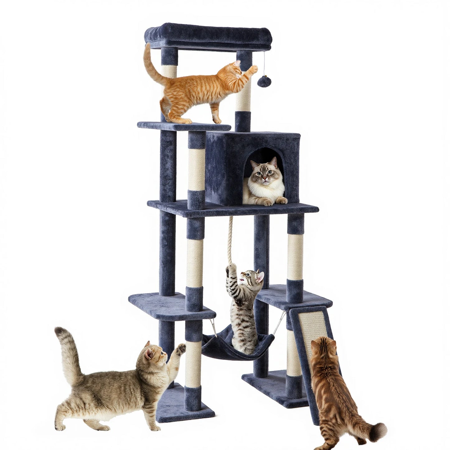 JHK Cat Tree Multi Cat Climbing Tower With Sisal Posts