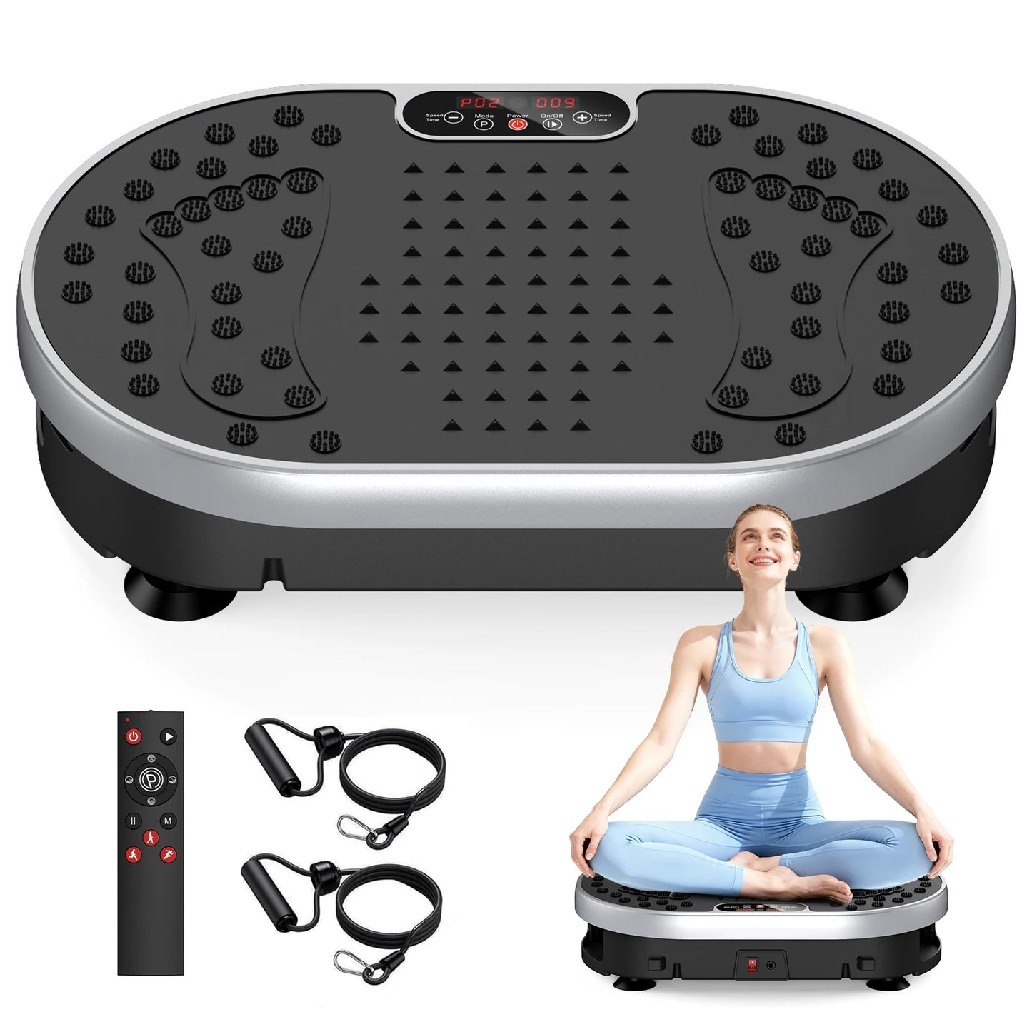 HTMM Vibration Plate Exercise Machine With 120 Speed Levels And 9 Programs