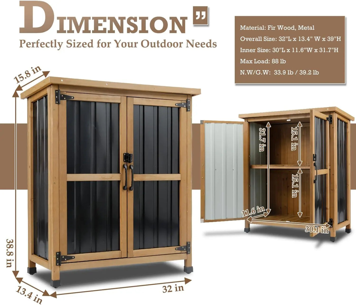 PetsCosset Outdoor Storage Shed For Garden And Yard Organization
