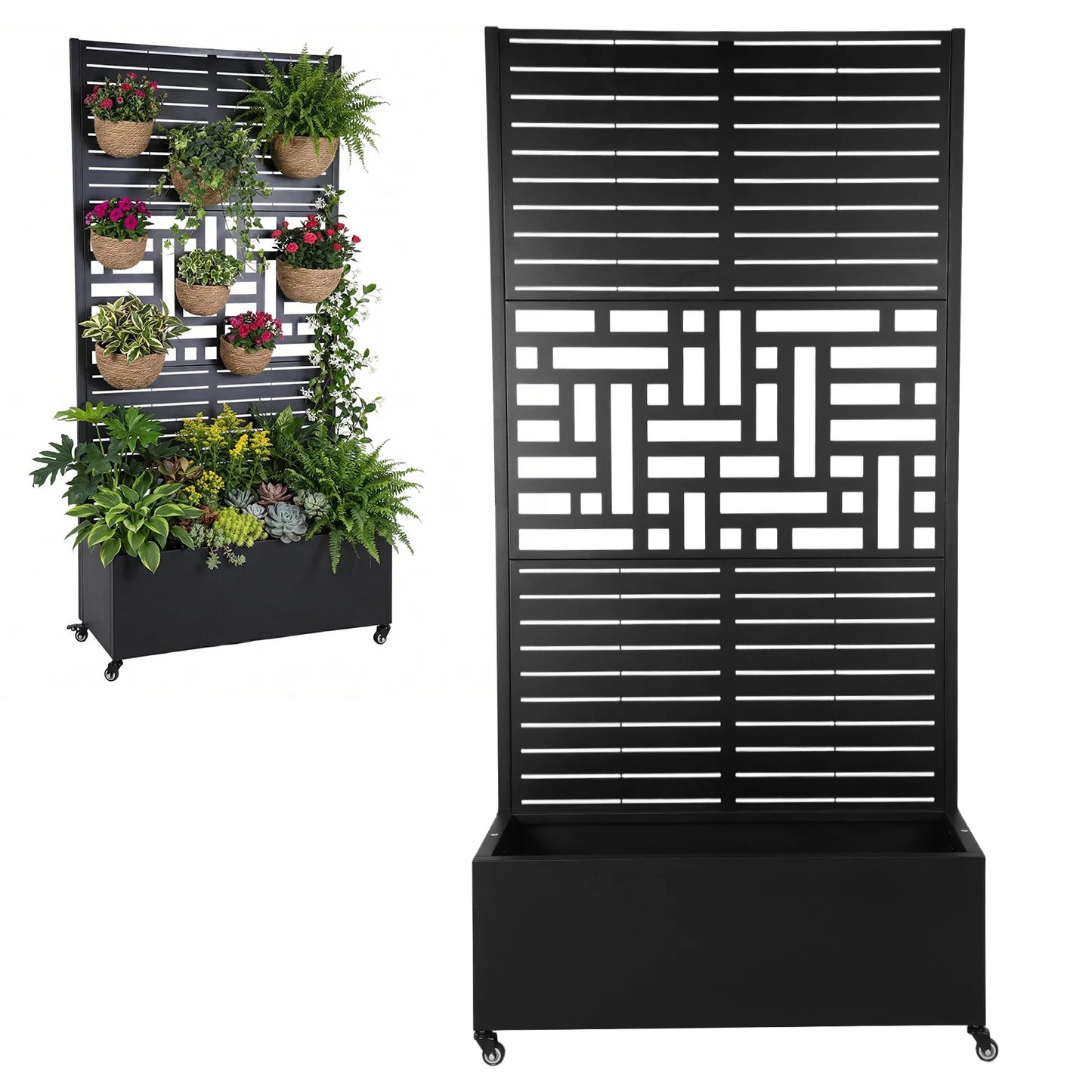 Plant Box With Metal Trellis Raised Garden Bed Privacy Planter