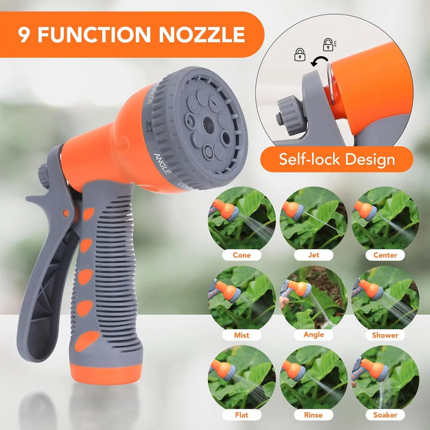 TWISTER.CK Retractable Garden Hose Reel With 9 Function Sprayer Nozzle