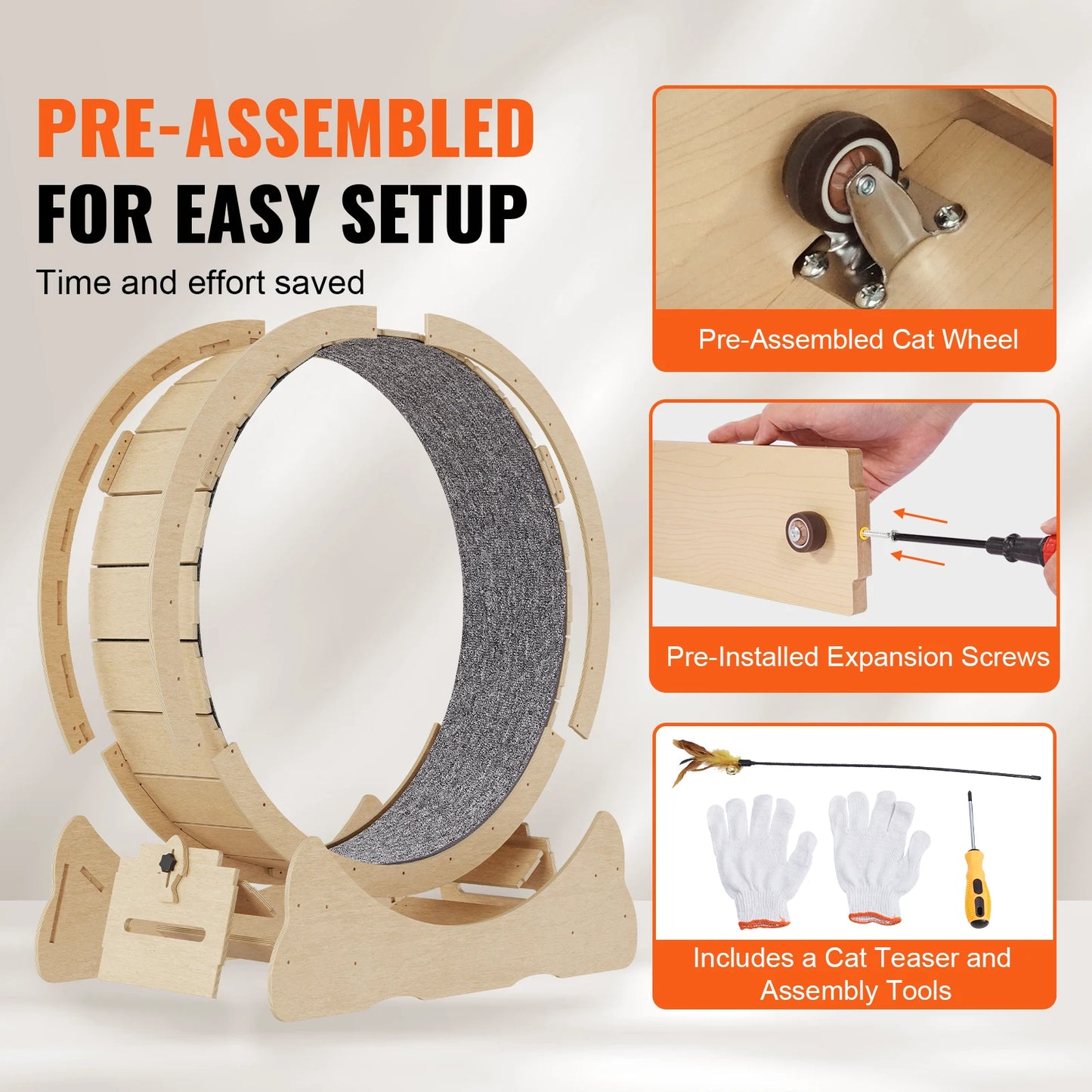 SucceBuy Wooden Cat Exercise Wheel For Indoor Use