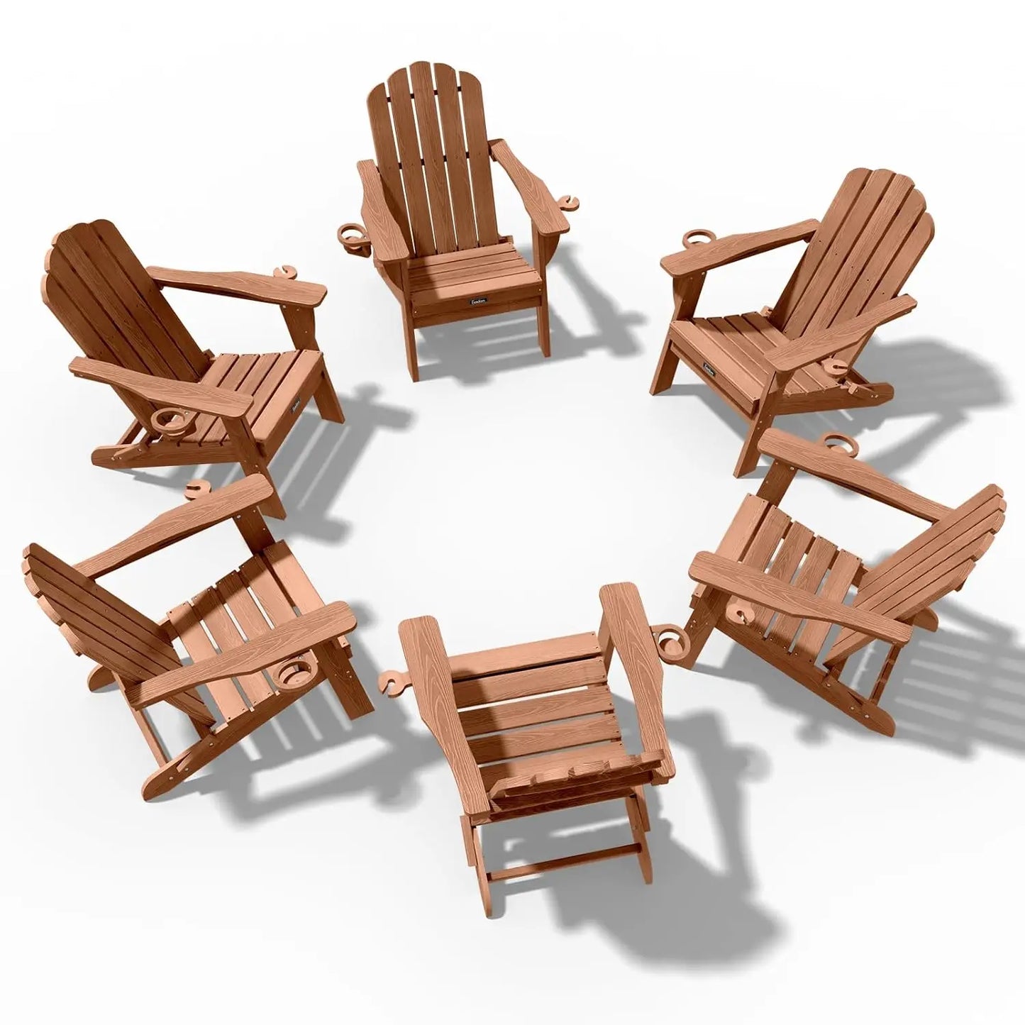 Adirondack Chairs Set of 6 Outdoor Teak Wood Lawn Seating