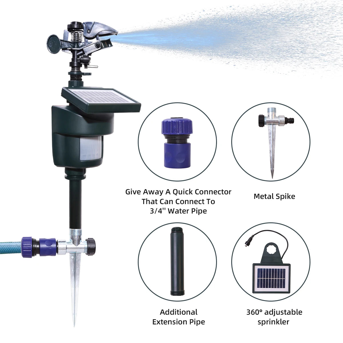 Yardeen Motion Activated Sprinkler With Solar Panels For Outdoors