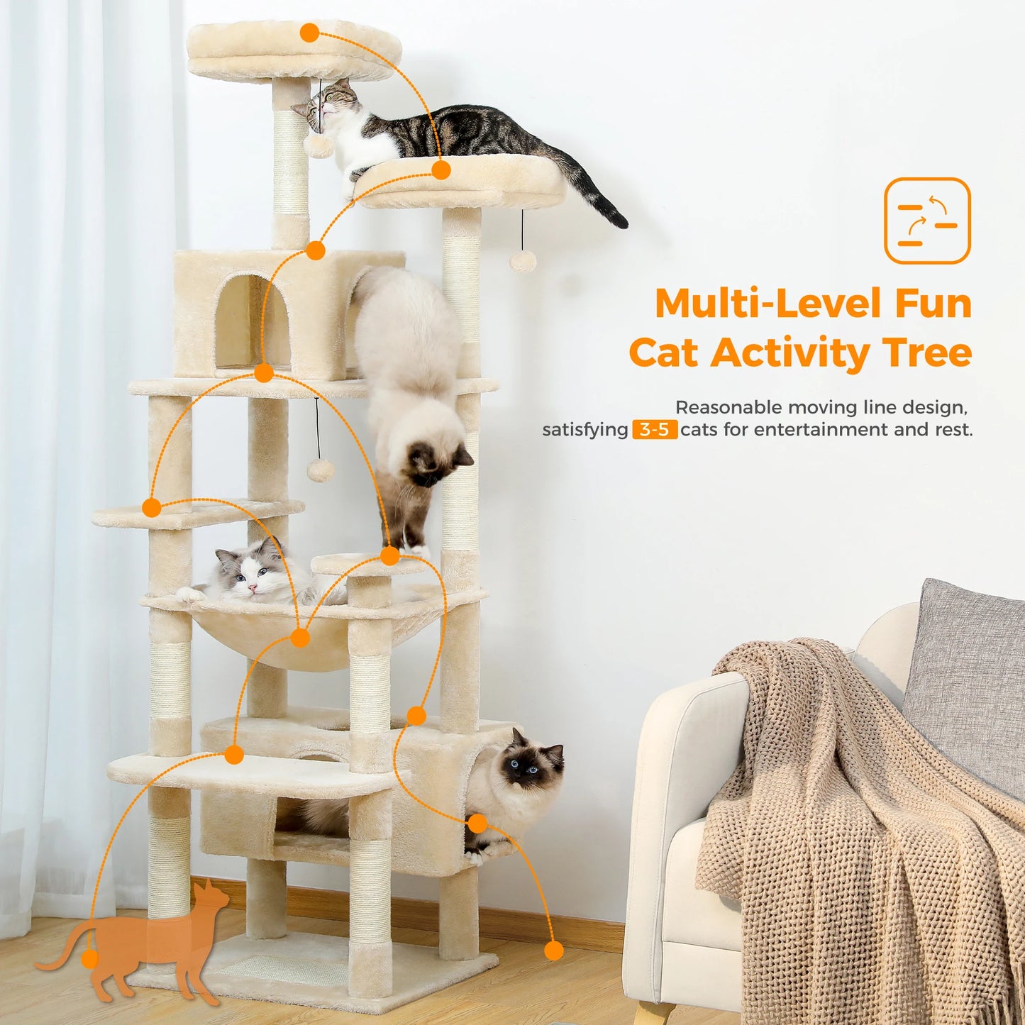PAWZ Road Cat Tree and Tower With Scratching Posts Condos
