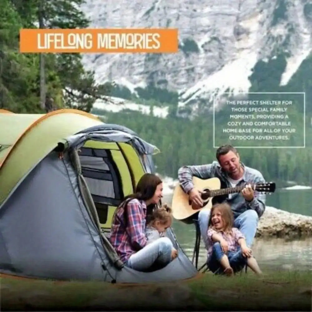 4 Person Pop Up Camping Tent Dual Doors UPF50 Waterproof