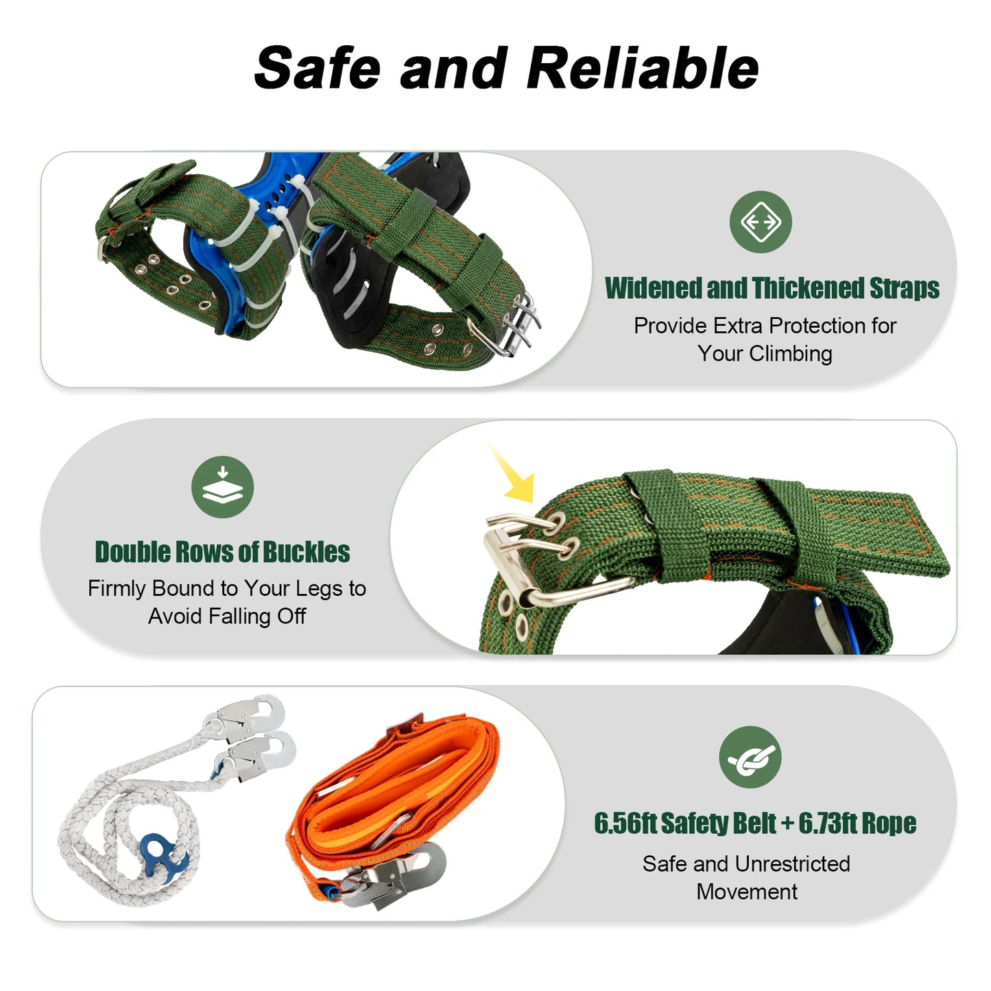 Professional Ergonomic Tree Climbing Spikes Kit With Safety Belt Harness