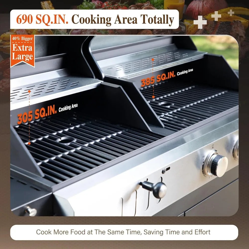 Charcoal And Gas Grill Combo With Side Burner Outdoor BBQ