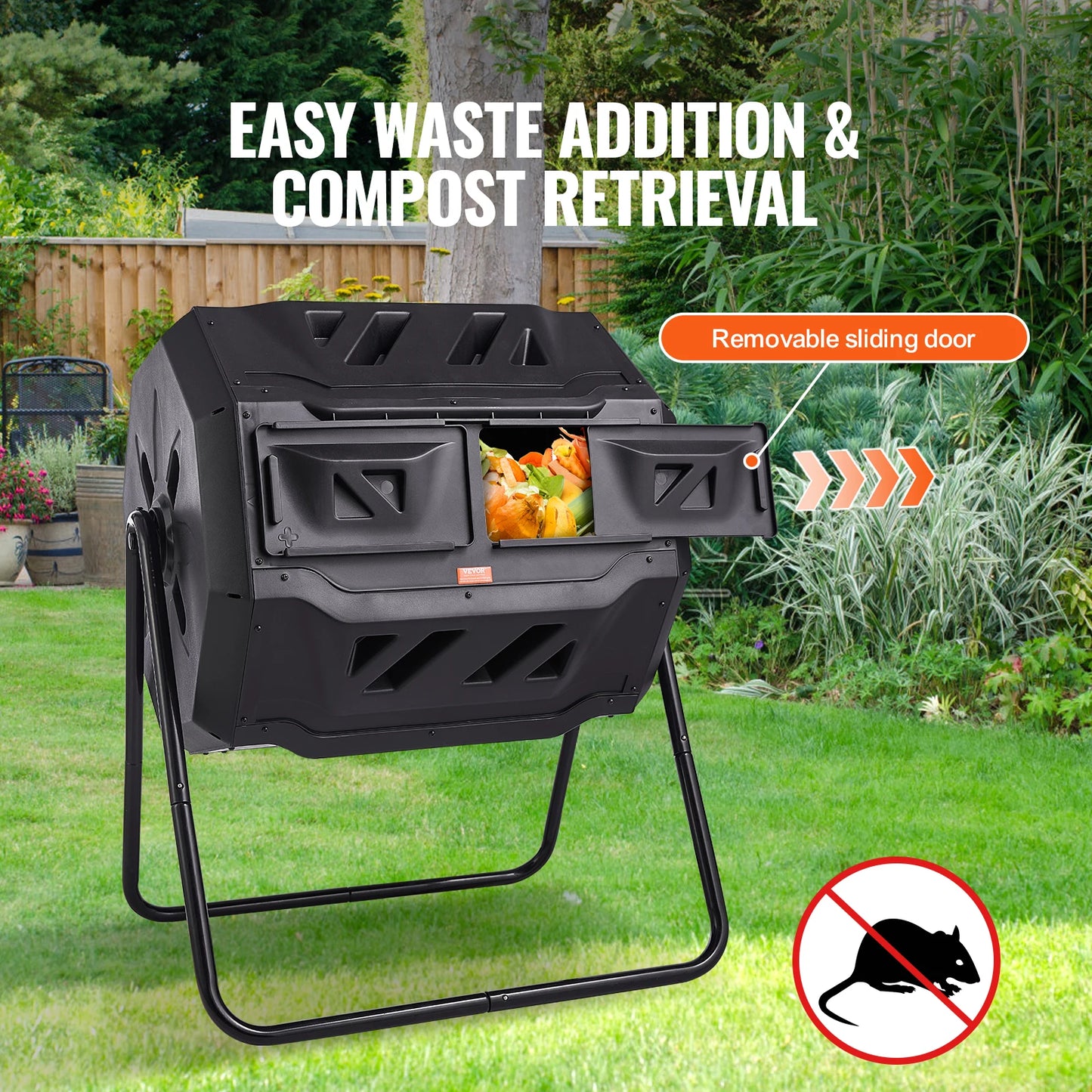 SucceBuy Tumbling Composter Dual Chamber Bin for Garden and Kitchen