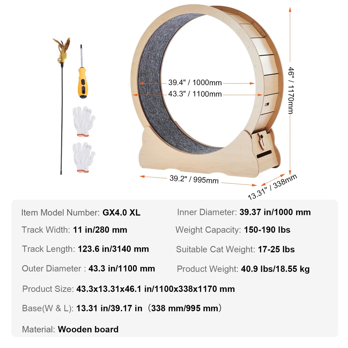 SucceBuy Wooden Cat Exercise Wheel For Indoor Use