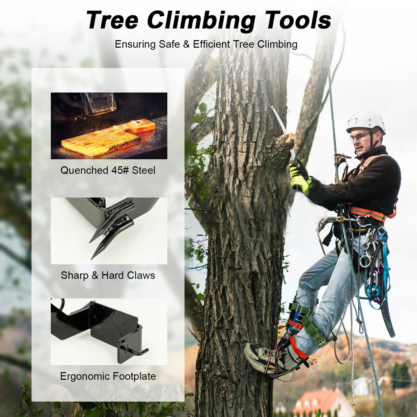 Professional Ergonomic Tree Climbing Spikes Kit With Safety Belt Harness