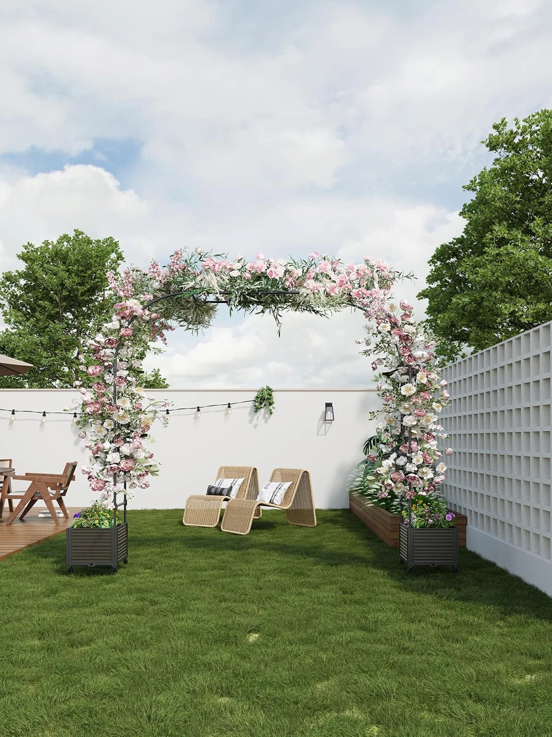 Metal Garden Arbor With Planter Boxes Outdoor Trellis Arch