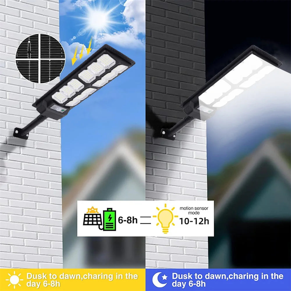 2-Pack Solar Street Lights Outdoor 192LED Dusk to Dawn Sensor