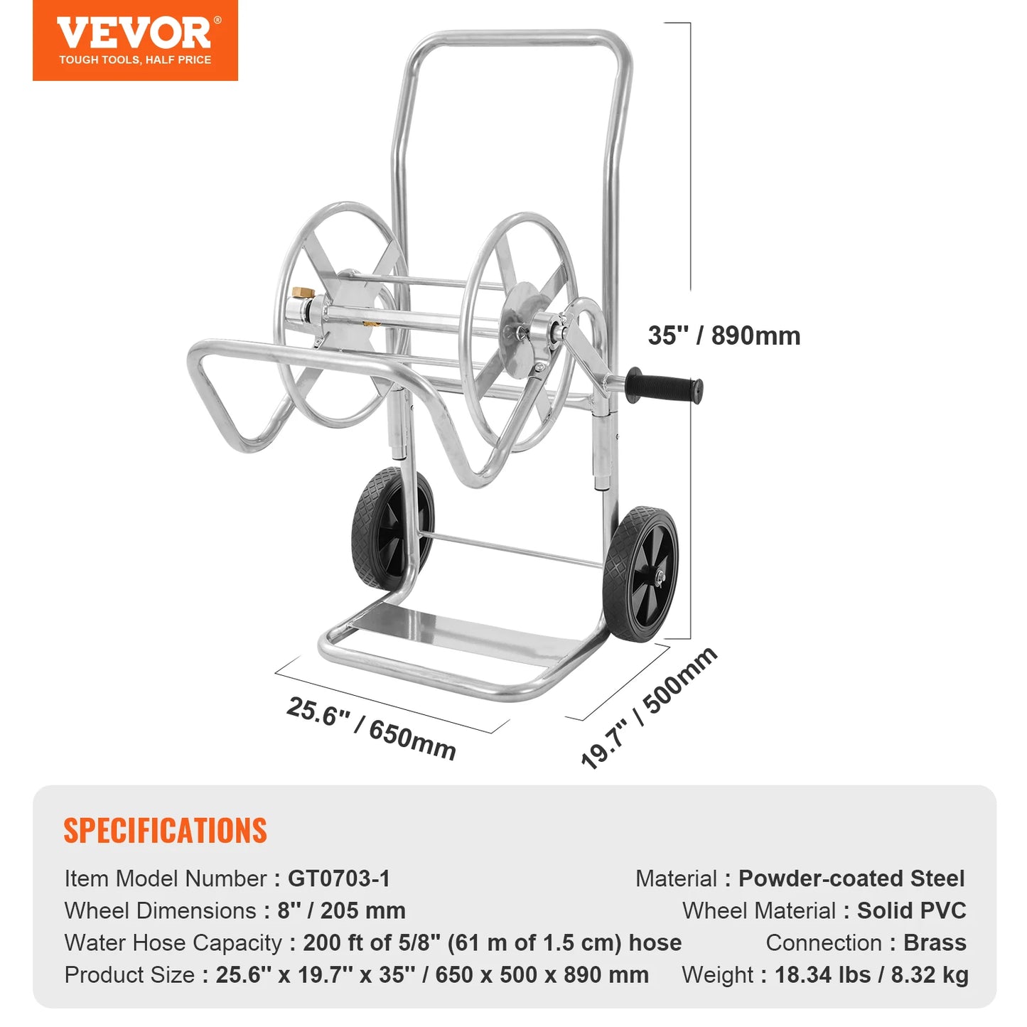 SucceBuy Heavy Duty Garden Hose Reel Cart With Basket Roll Up