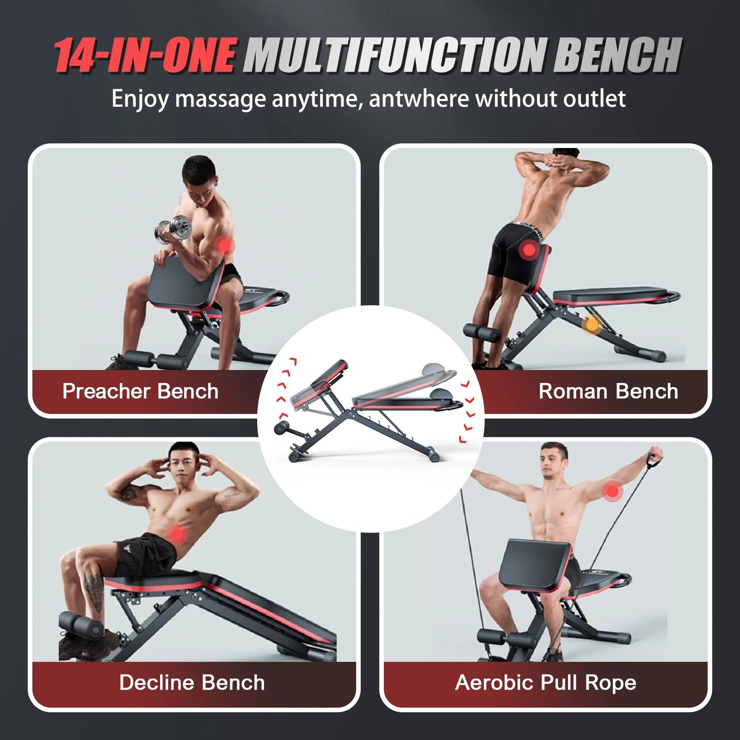 14-In-1 Foldable Dumbbell Bench With 1000 Lbs Capacity, Multi-Functional