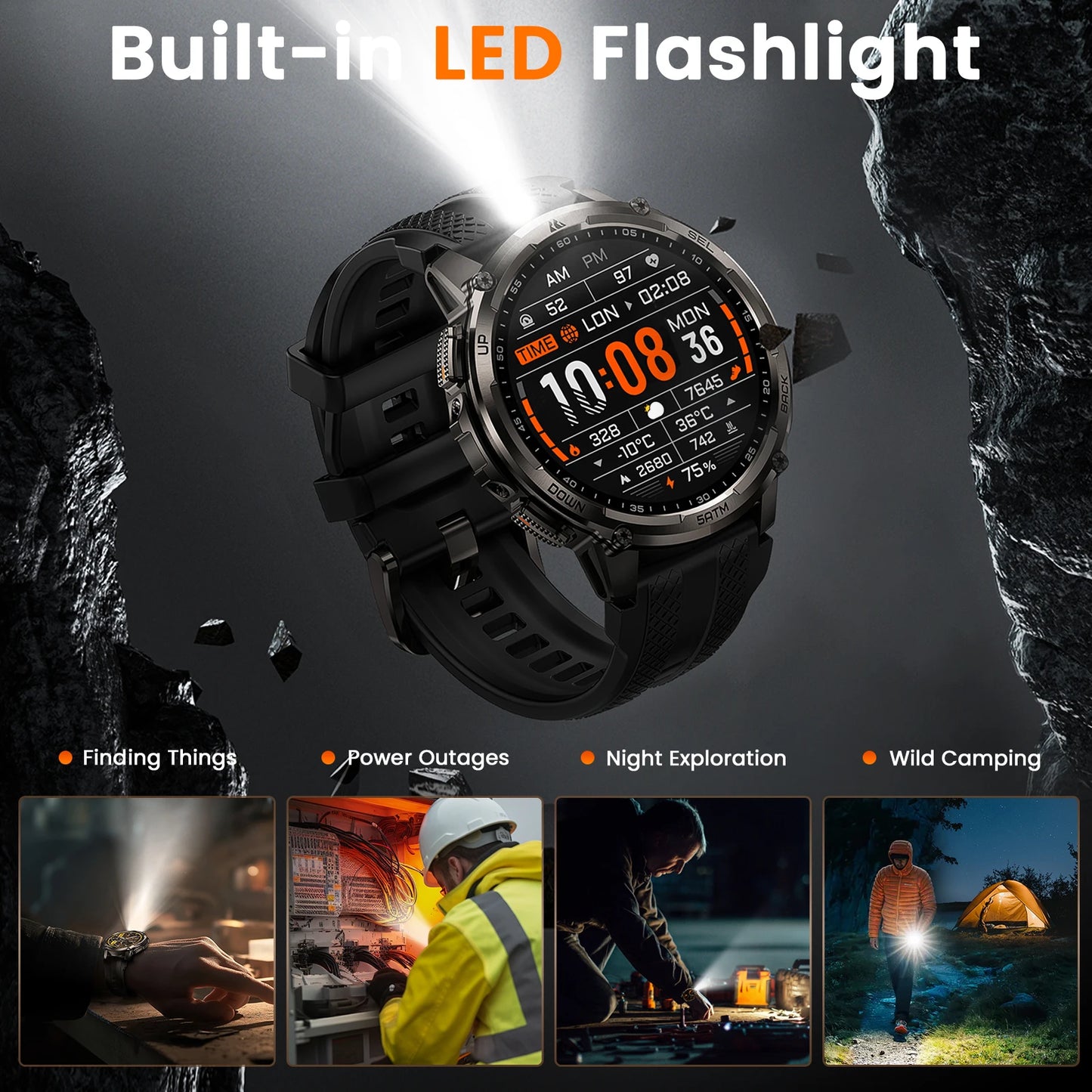 Kospet Tank T4C Rugged Smartwatch With Dual Band GPS Waterproof