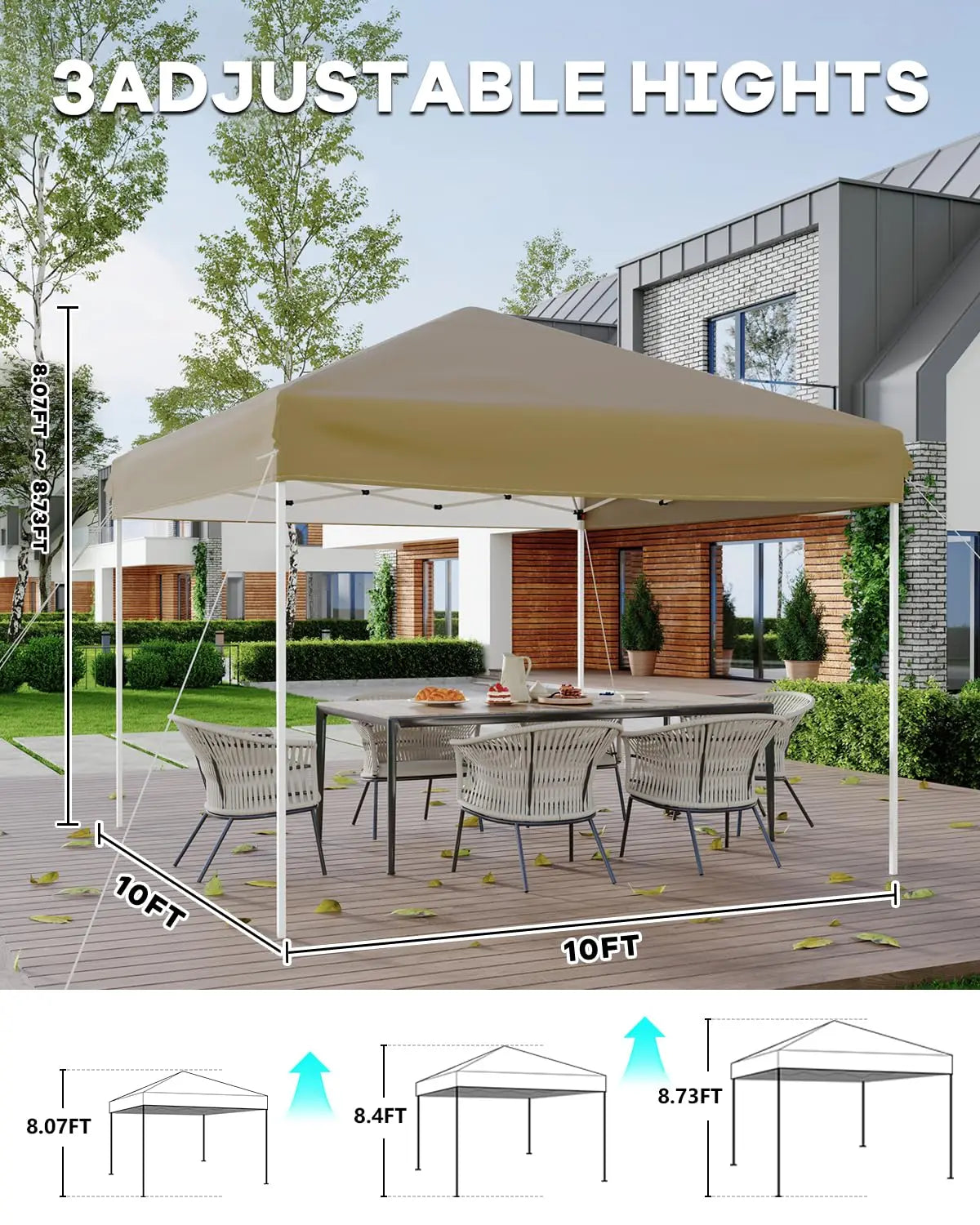 HiMISSCN Pop Up Canopy Tent With Three Adjustable Heights
