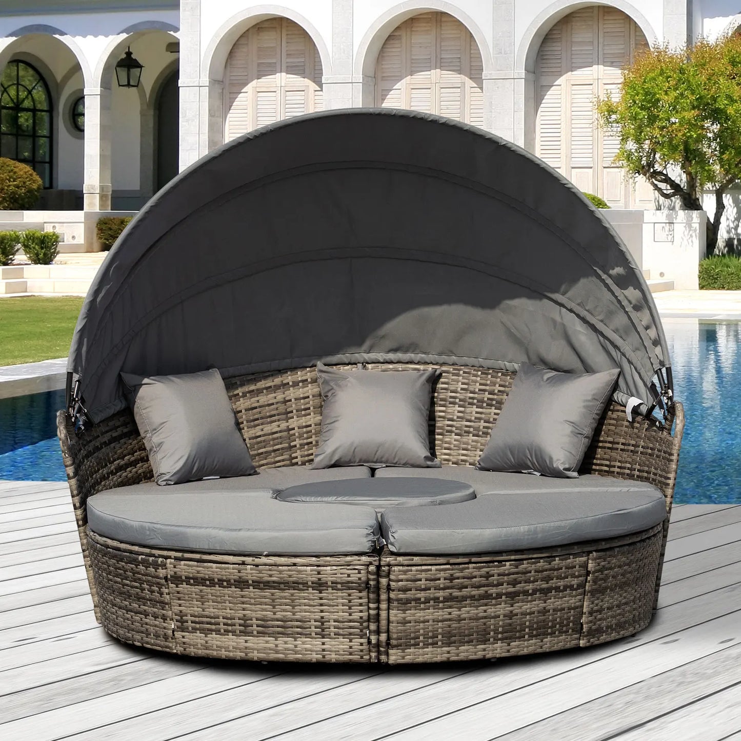Outsunny Outdoor Convertible Daybed Four Piece Furniture Set