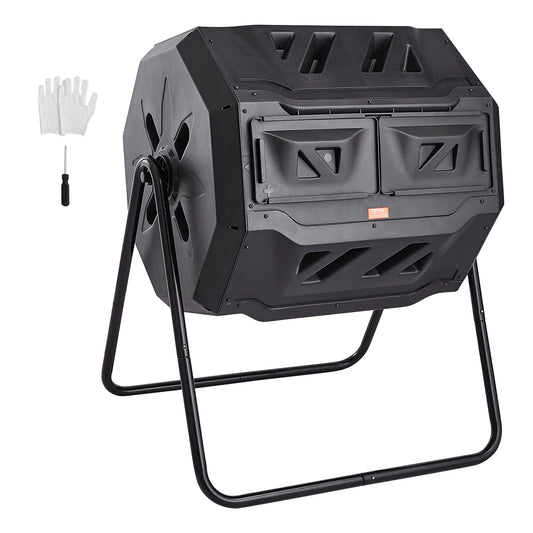 SucceBuy Tumbling Composter Dual Chamber Bin for Garden and Kitchen