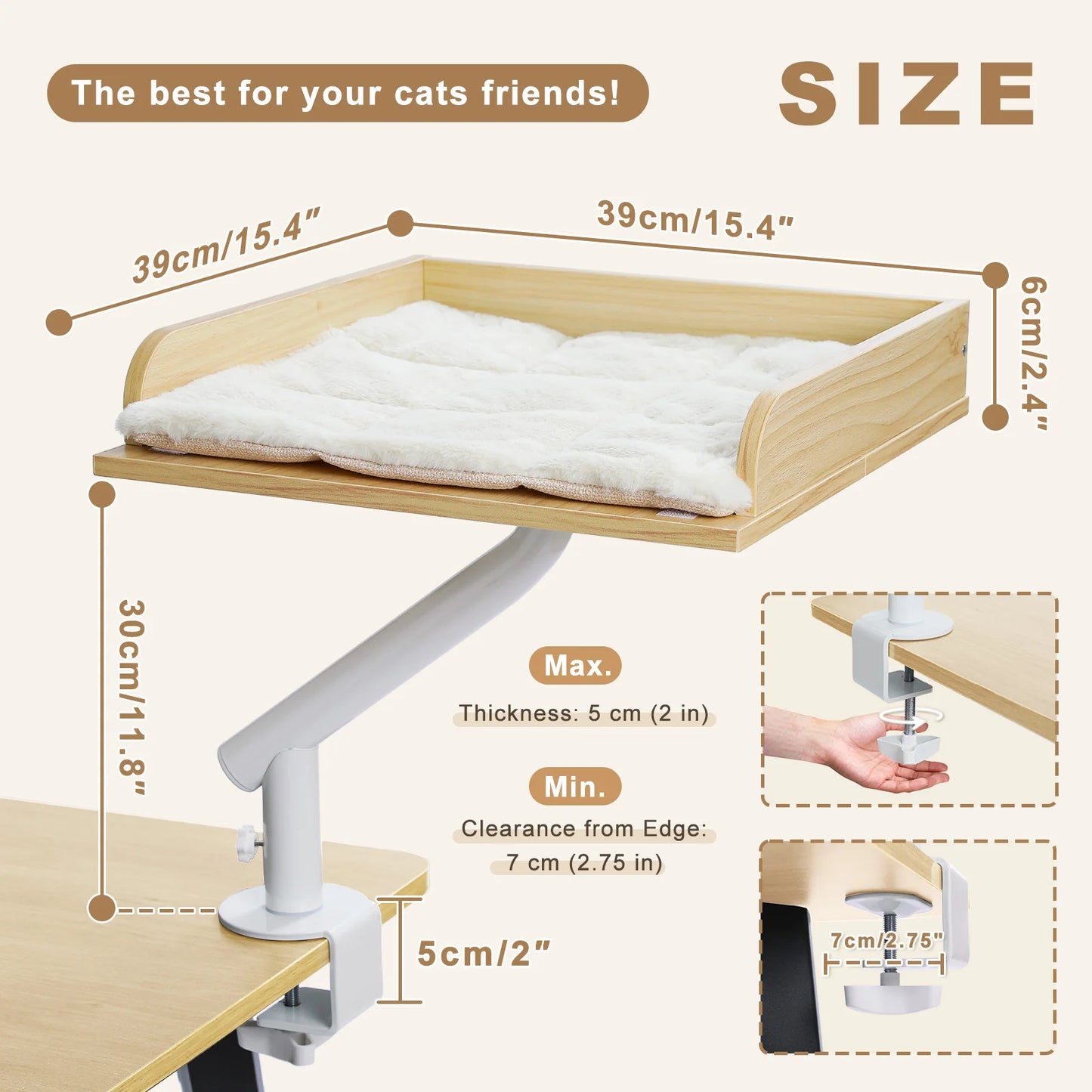 PAWZ Road Cat Desk Bed 360° Rotatable Cat Bed Stand