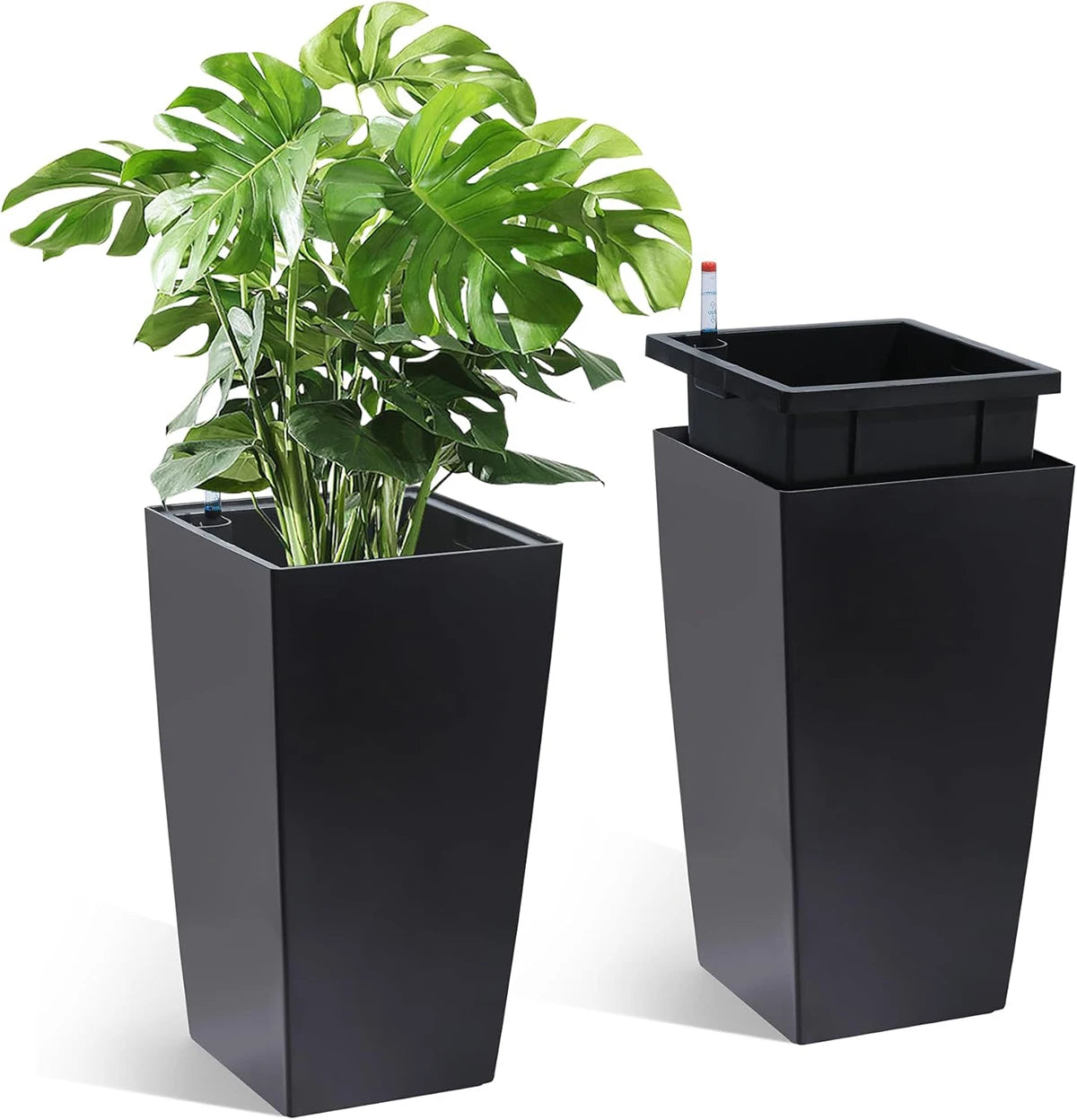 TWISTER.CK Rectangular Planters Set Of 2 With Drainage Holes