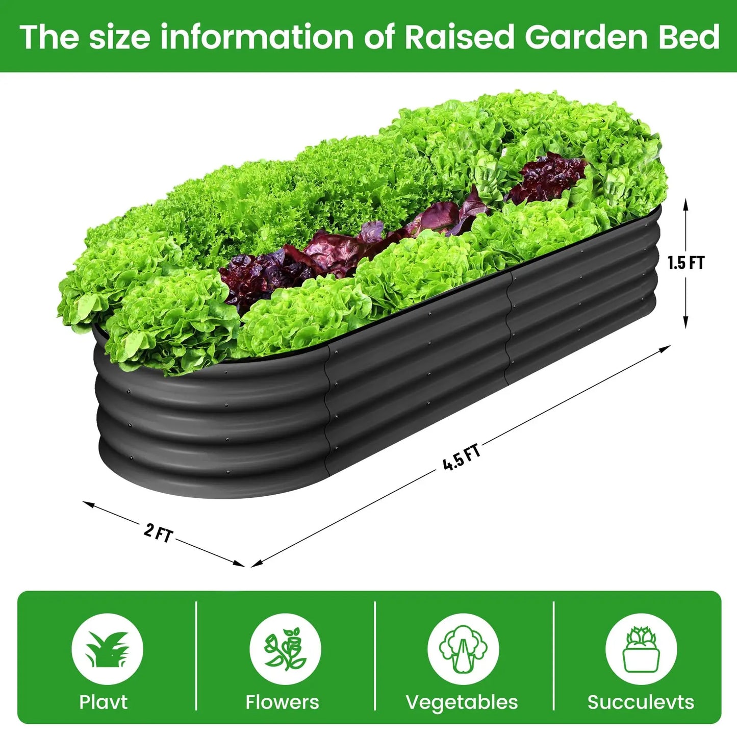 HiMISS Galvanized Steel Raised Garden Bed Set With Open Base