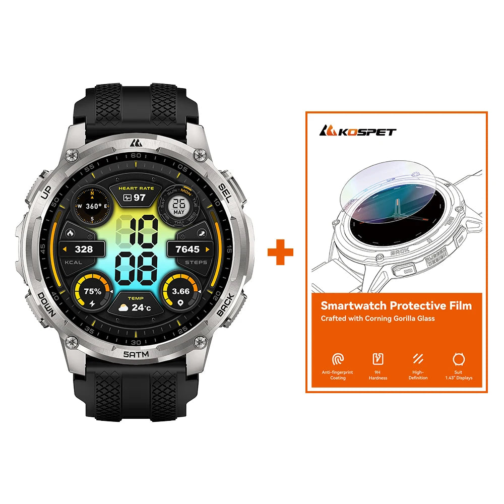 Kospet Tank T4C Rugged Smartwatch With Dual Band GPS Waterproof