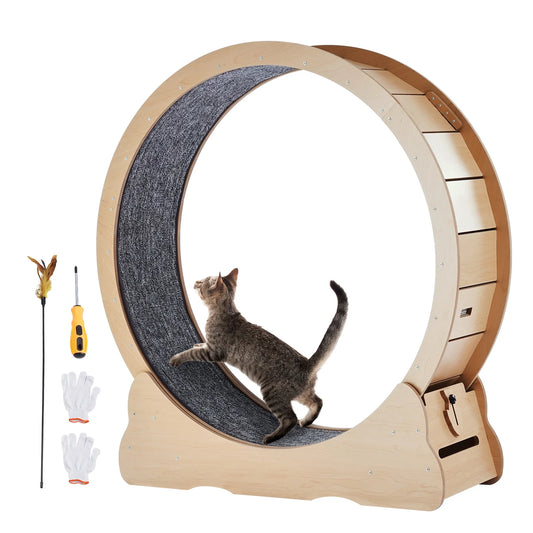 SucceBuy Wooden Cat Exercise Wheel For Indoor Use
