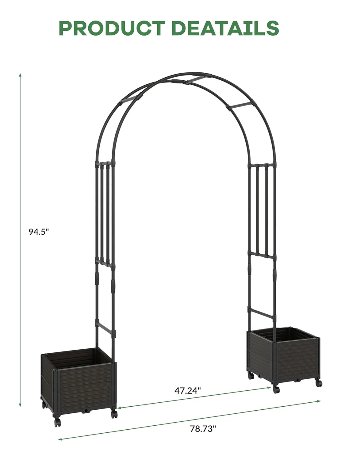 Metal Garden Arbor With Planter Boxes Outdoor Trellis Arch