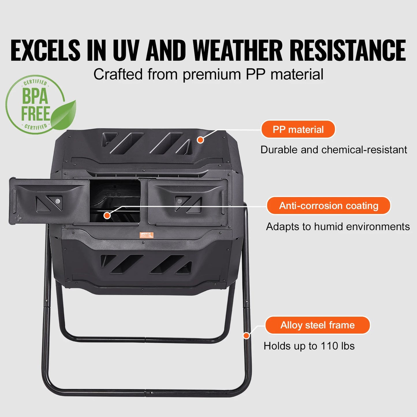 SucceBuy Tumbling Composter Dual Chamber Bin for Garden and Kitchen