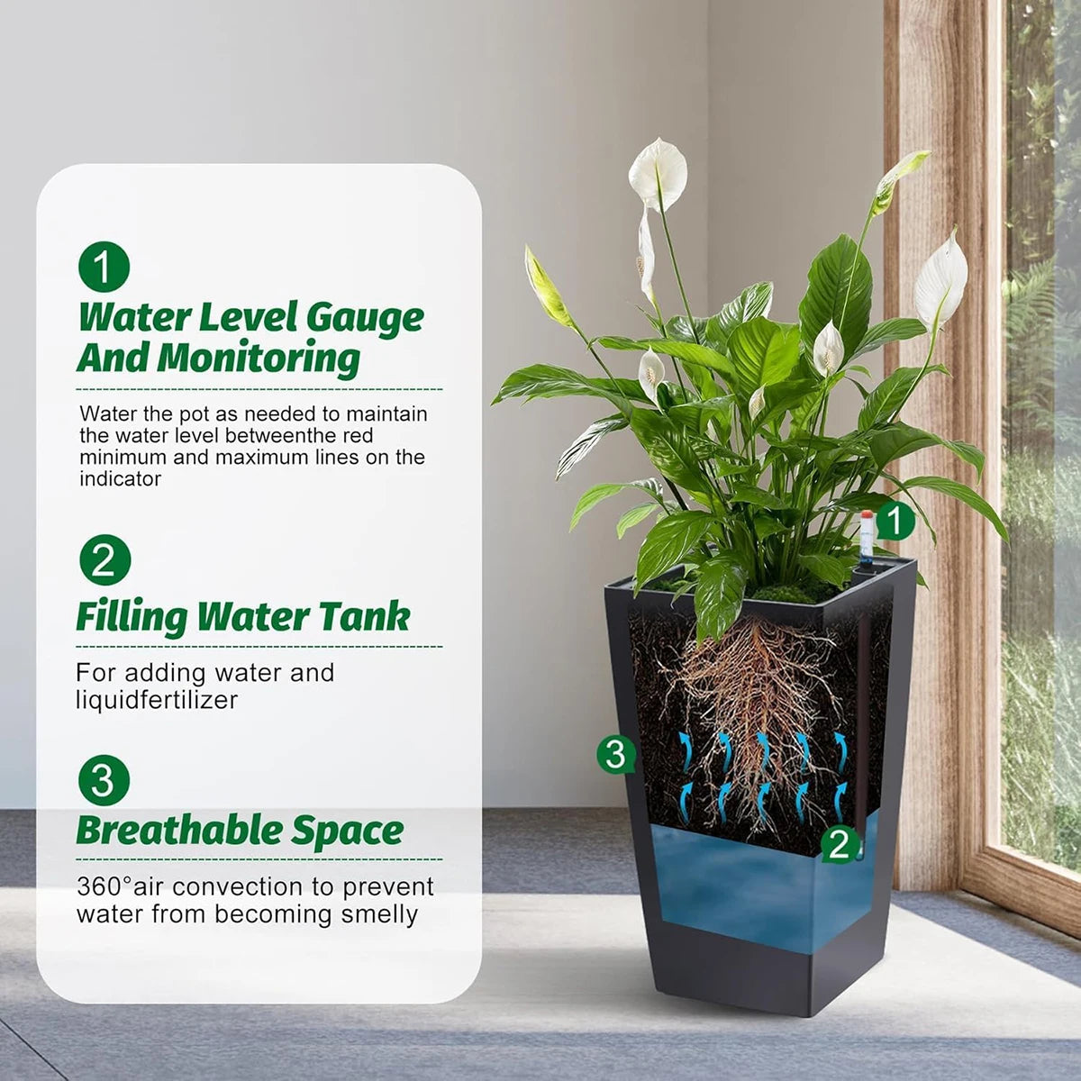 TWISTER.CK Rectangular Planters Set Of 2 With Drainage Holes